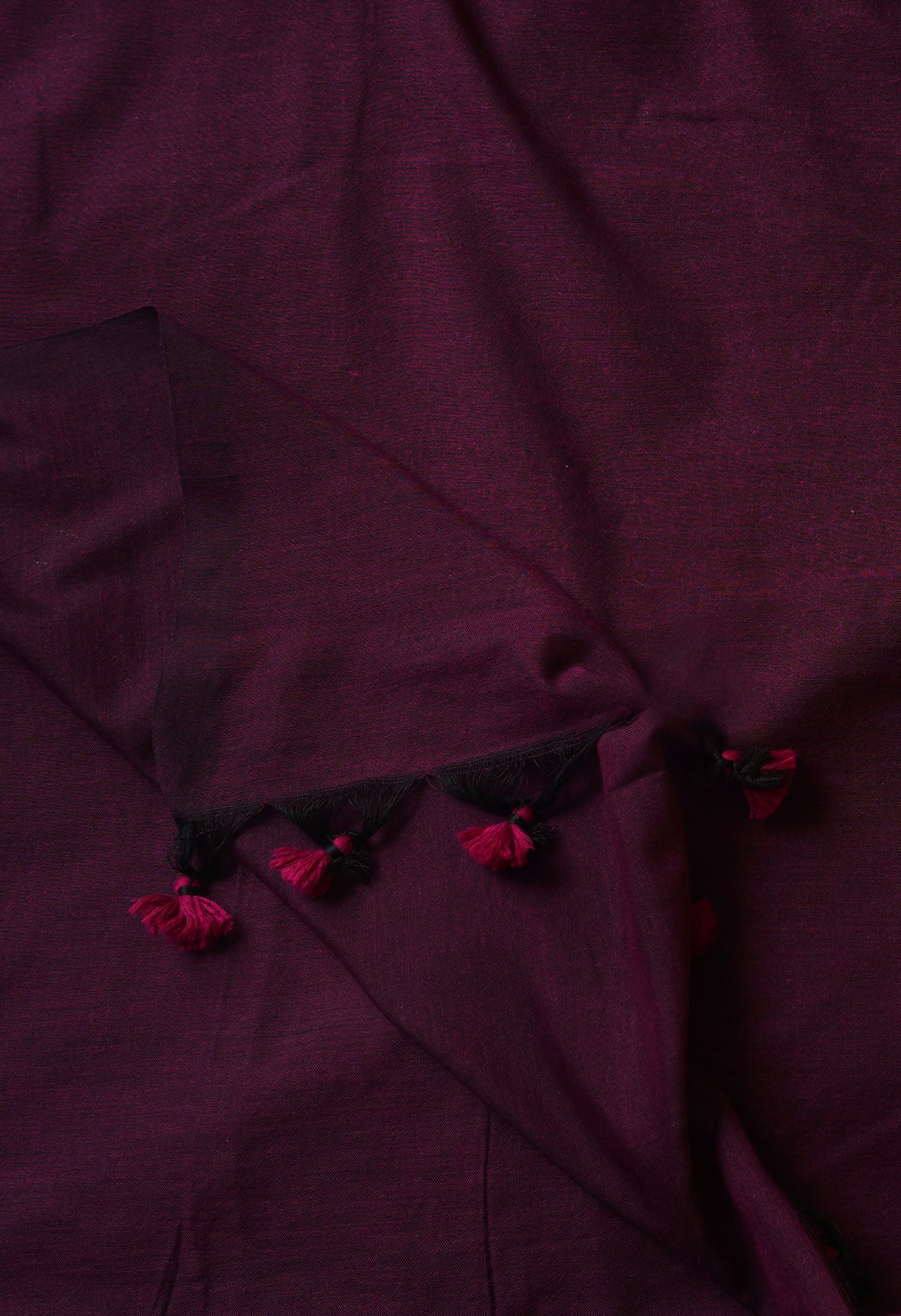 Purple Pure  Cotton Linen Saree With Tassels-UNM65266