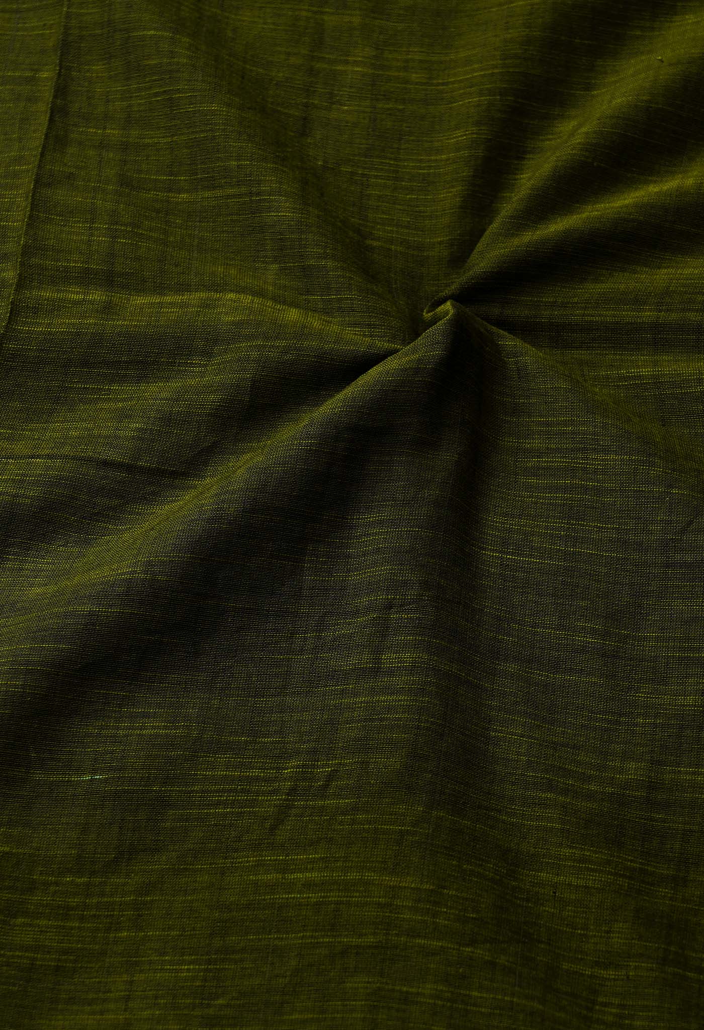 Green Pure  Cotton Linen Saree With Tassels-UNM65268