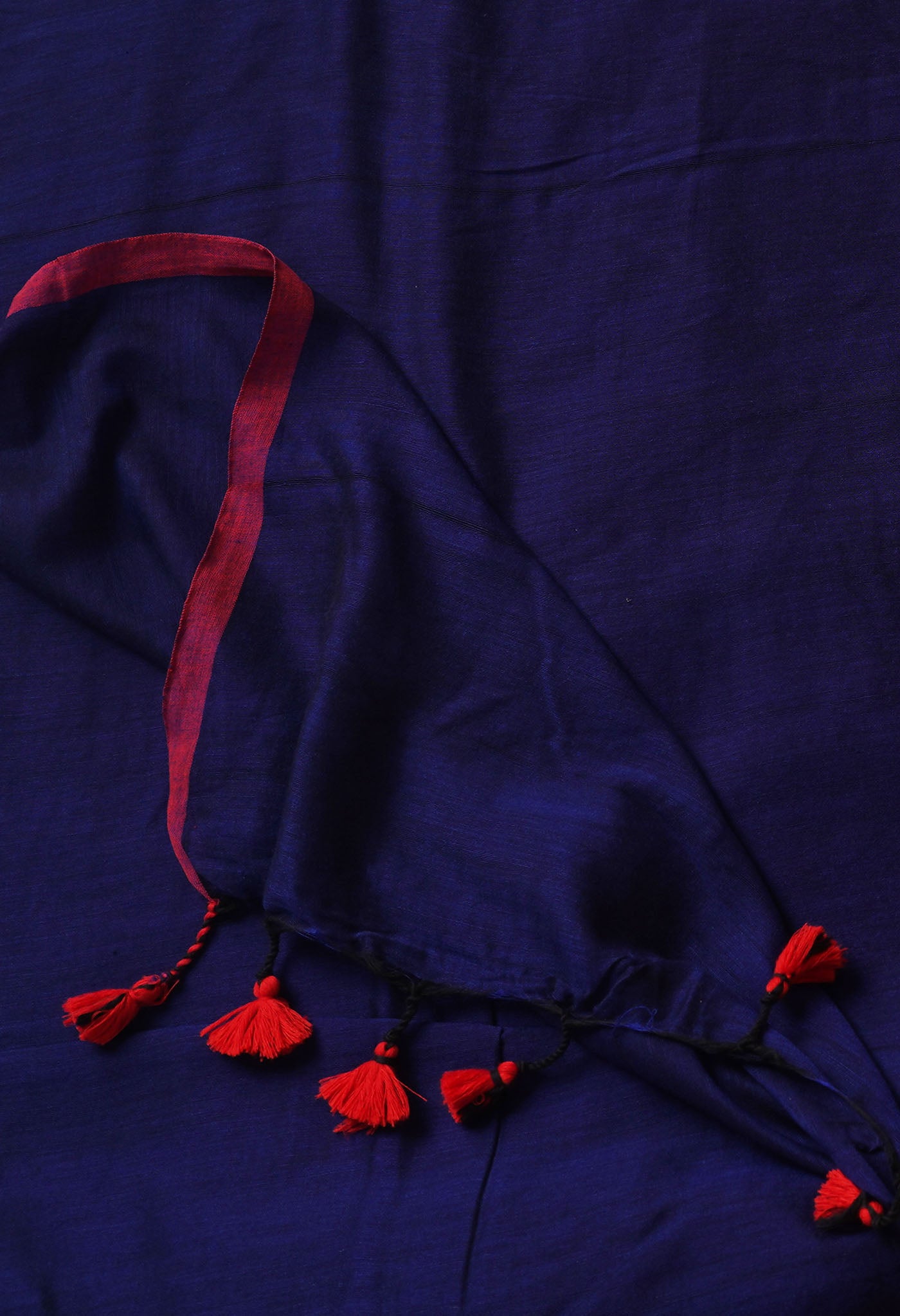 Blue Pure  Cotton Linen Saree With Tassels-UNM65269