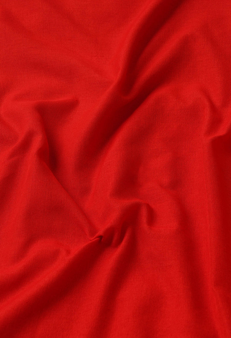 Red Pure Cotton Linen Saree-UNM65274