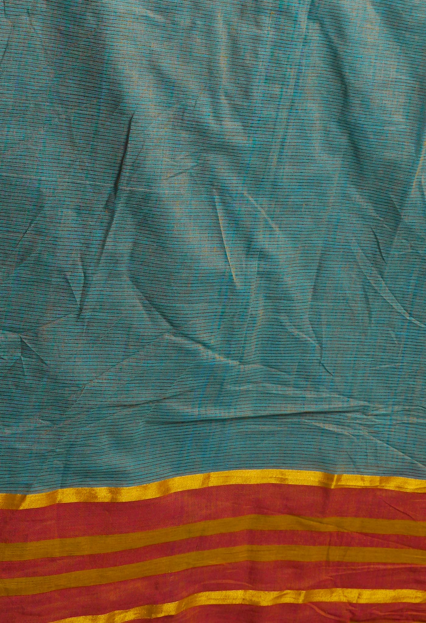 Blue Pure Hand Block Printed Mangalgiri Cotton Saree-UNM65327