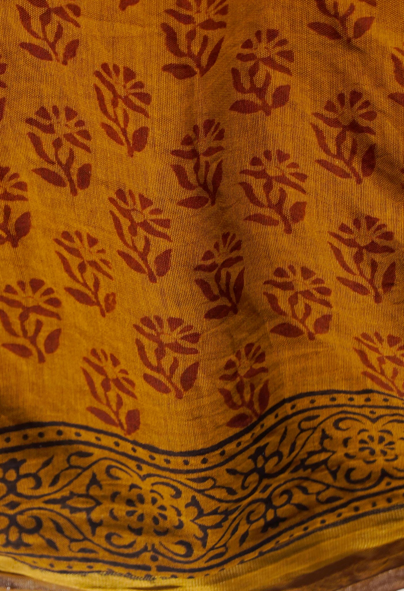 Sepia  Art Chanderi Bagh Printed Cotton Saree-UNM65329