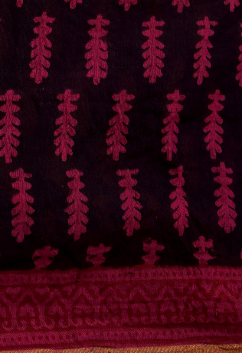 Pink Art Chanderi Bagh Printed Cotton Saree-UNM65348