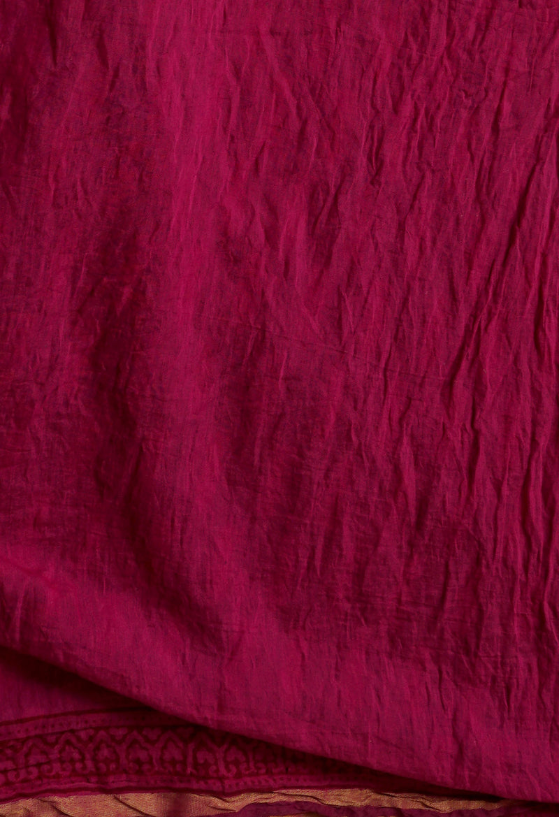 Pink Art Chanderi Bagh Printed Cotton Saree-UNM65348