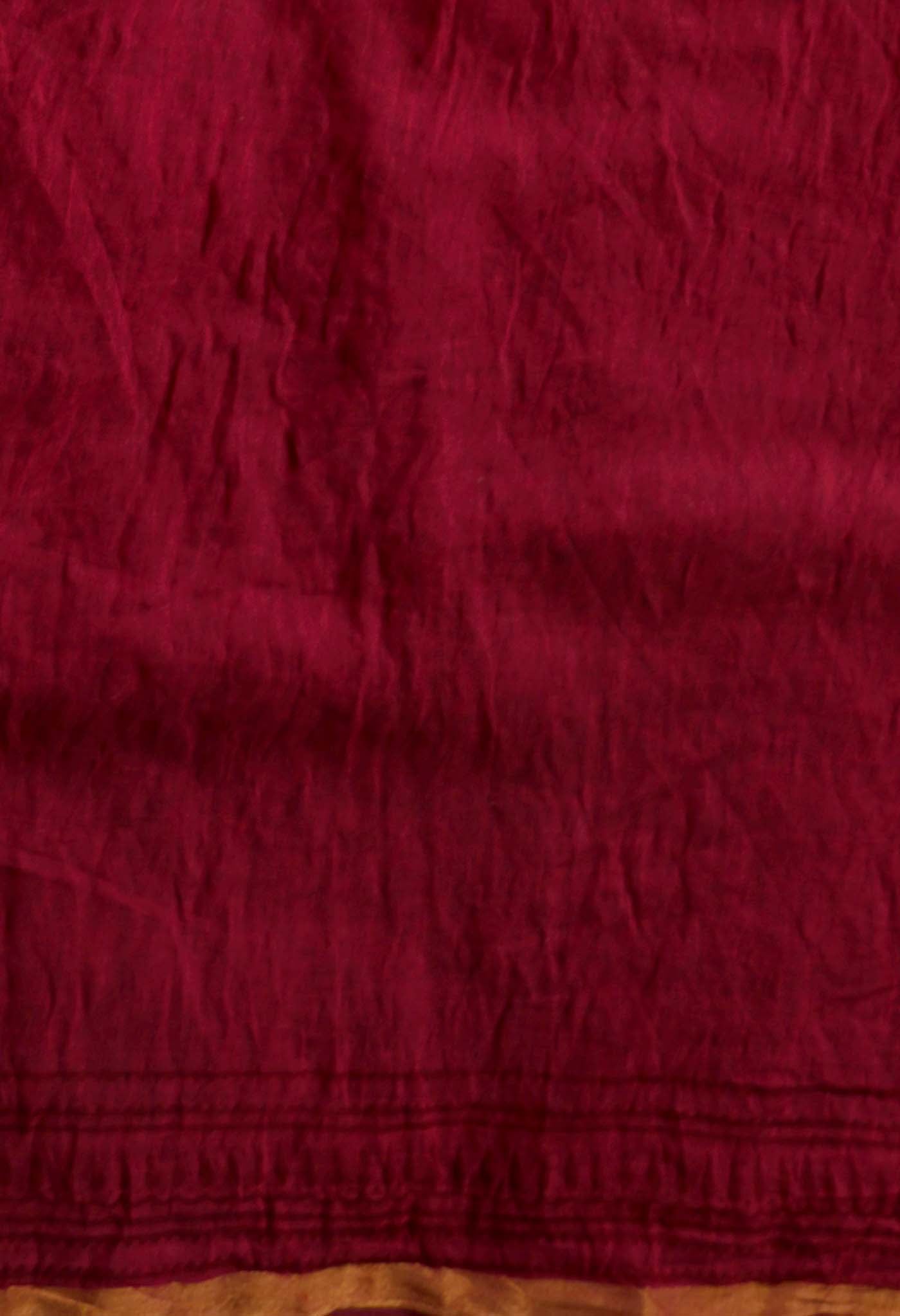 Rosewood-Black  Art Chanderi Bagh Printed Cotton Saree-UNM65357