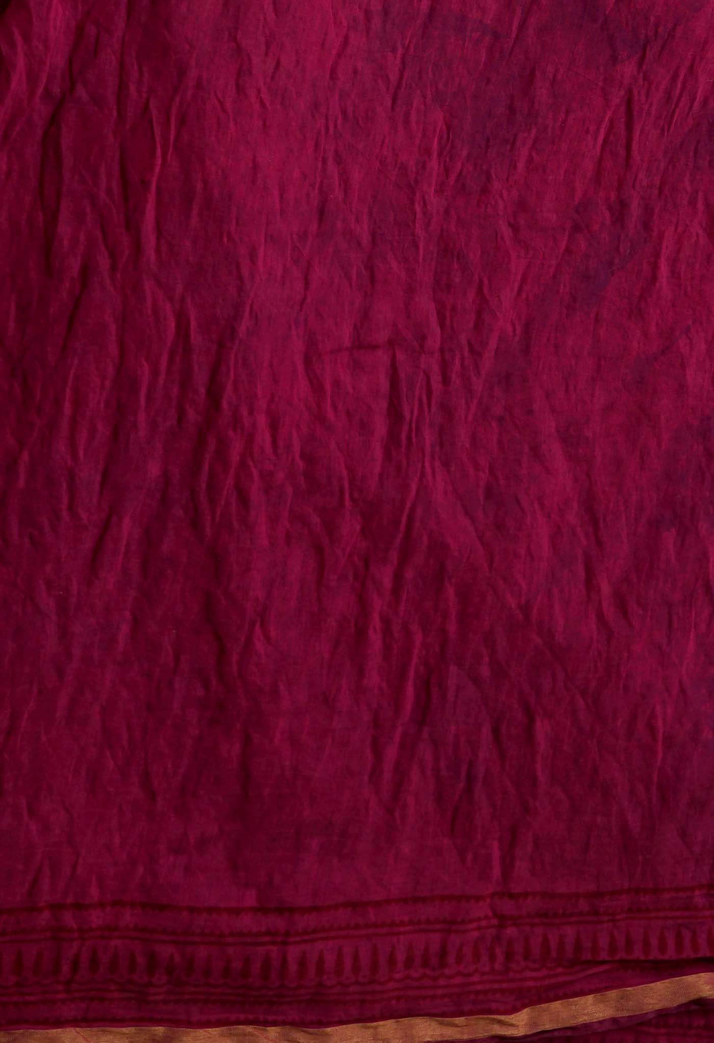 Black-Pink  Art Chanderi Bagh Printed Cotton Saree-UNM65358