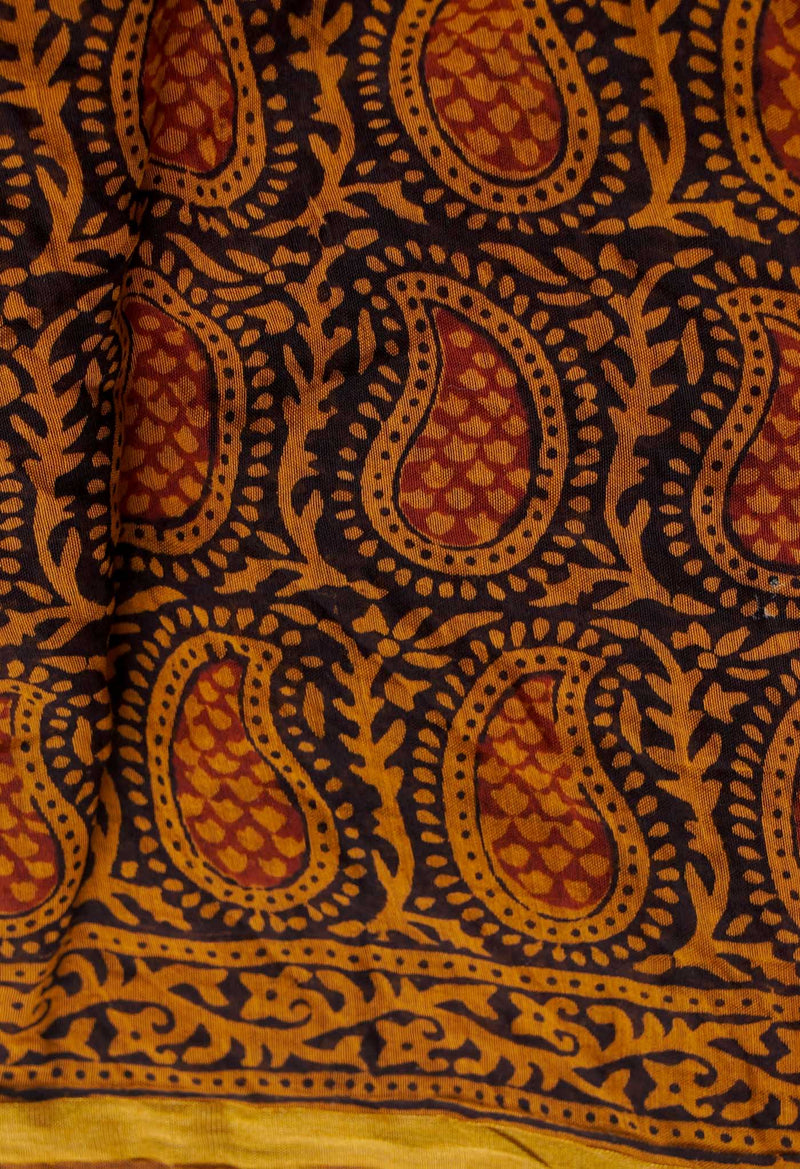 Black-Sepia  Art Chanderi Bagh Printed Cotton Saree-UNM65368