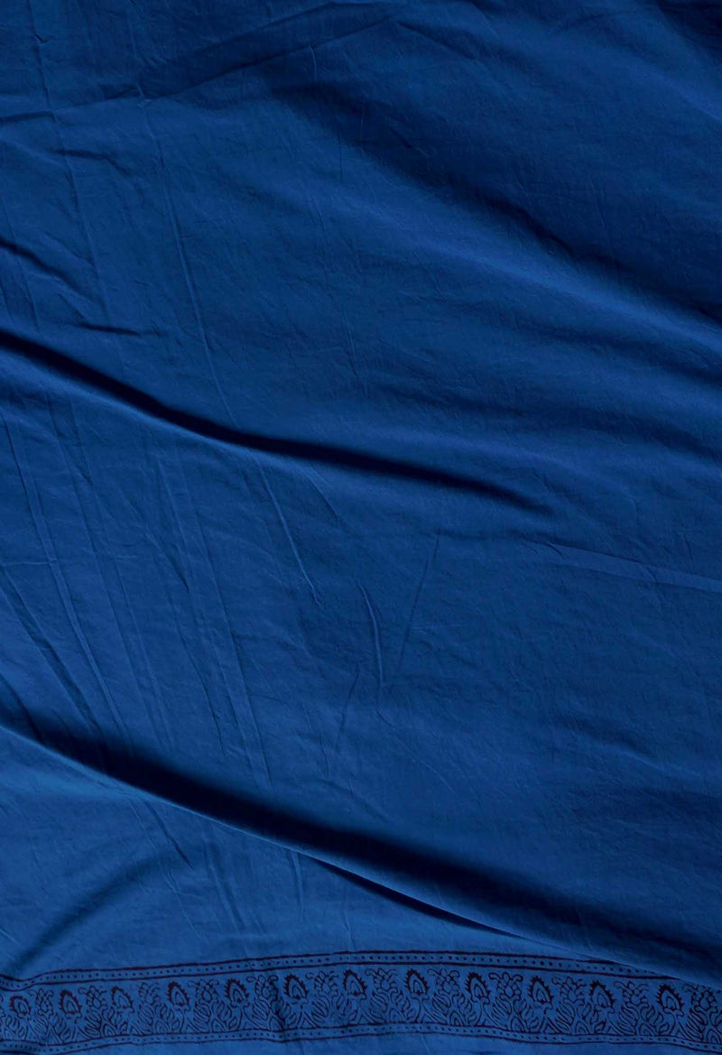Steel Blue Pure Chanderi Bagh Printed Cotton Saree-UNM65378
