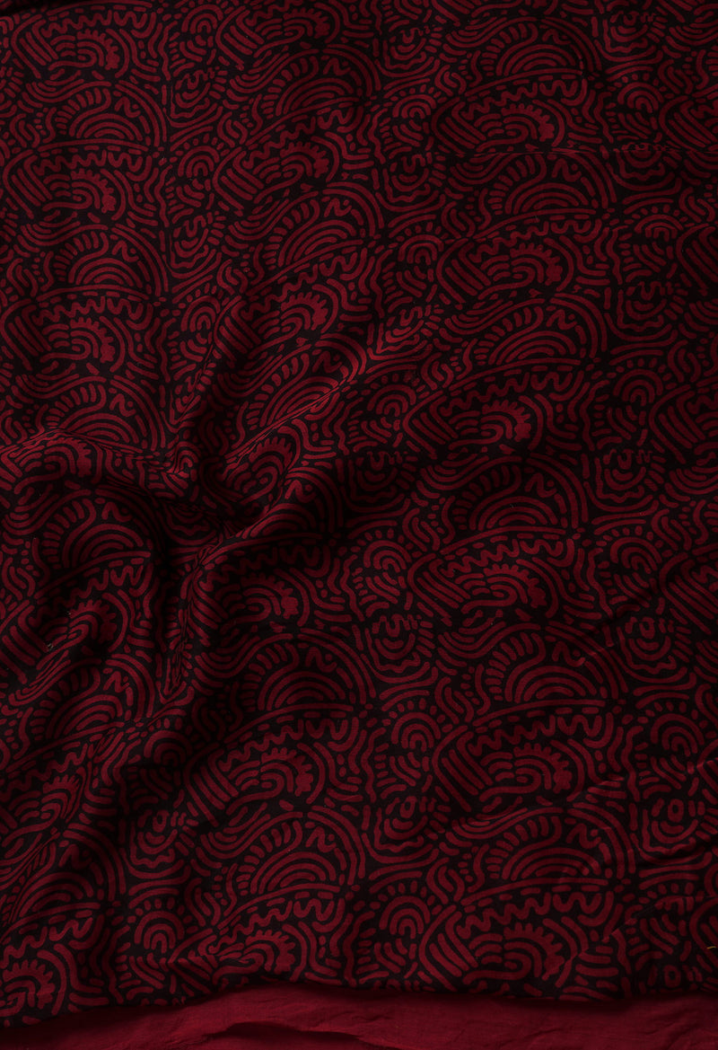 Black-Rosewood Pure Chanderi Bagh Printed Cotton Saree-UNM65380