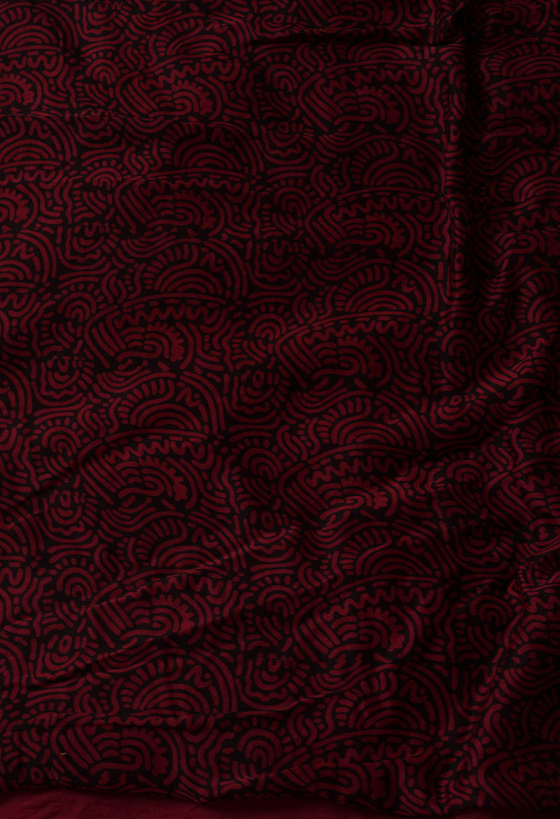Black-Rosewood Pure Chanderi Bagh Printed Cotton Saree-UNM65380