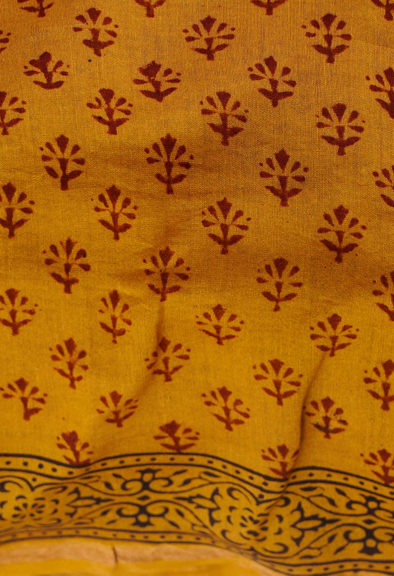 Bronze Pure Chanderi Bagh Printed Cotton Saree-UNM65383