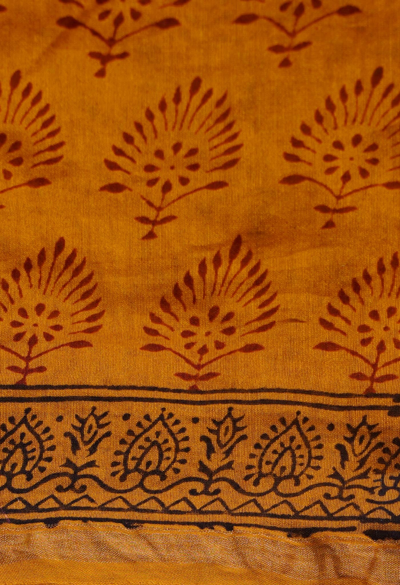 Bronze Pure Chanderi Bagh Printed Cotton Saree-UNM65387