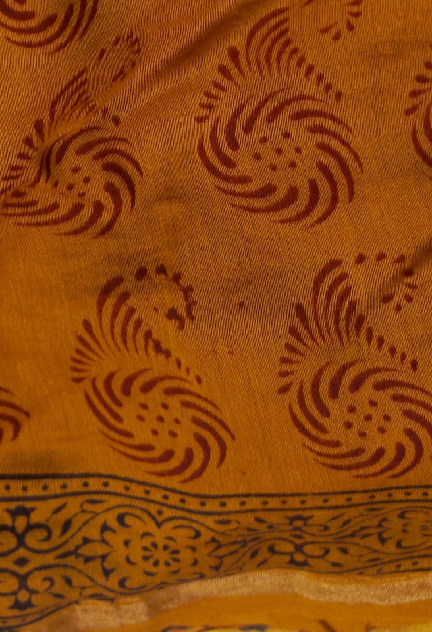 Bronze Pure Chanderi Bagh Printed Cotton Saree