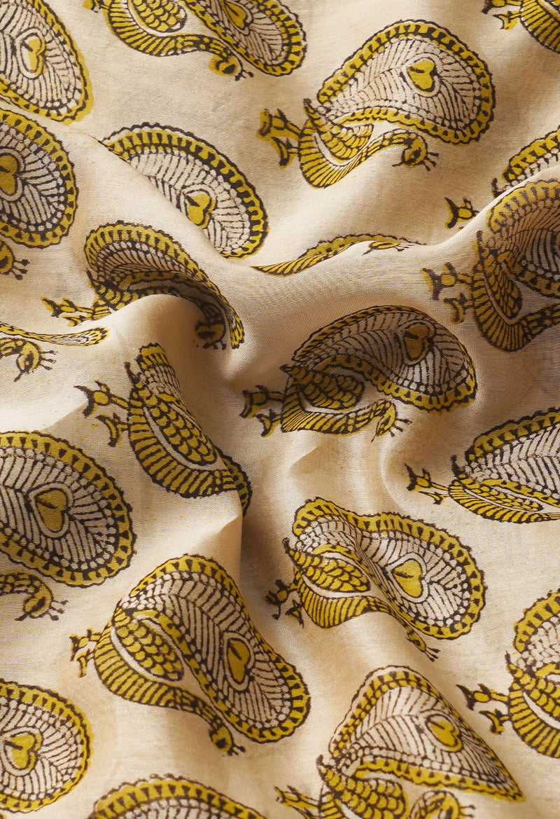 Black-Beige Pure Preet Bagru Chanderi Sico Saree-UNM65400