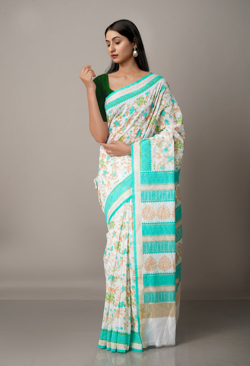 Ivory  Summer Bangalore Sico Saree-UNM65414