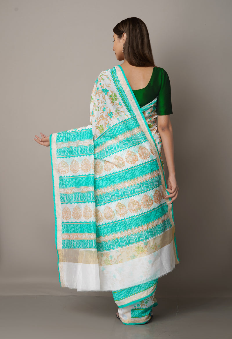 Ivory  Summer Bangalore Sico Saree-UNM65414