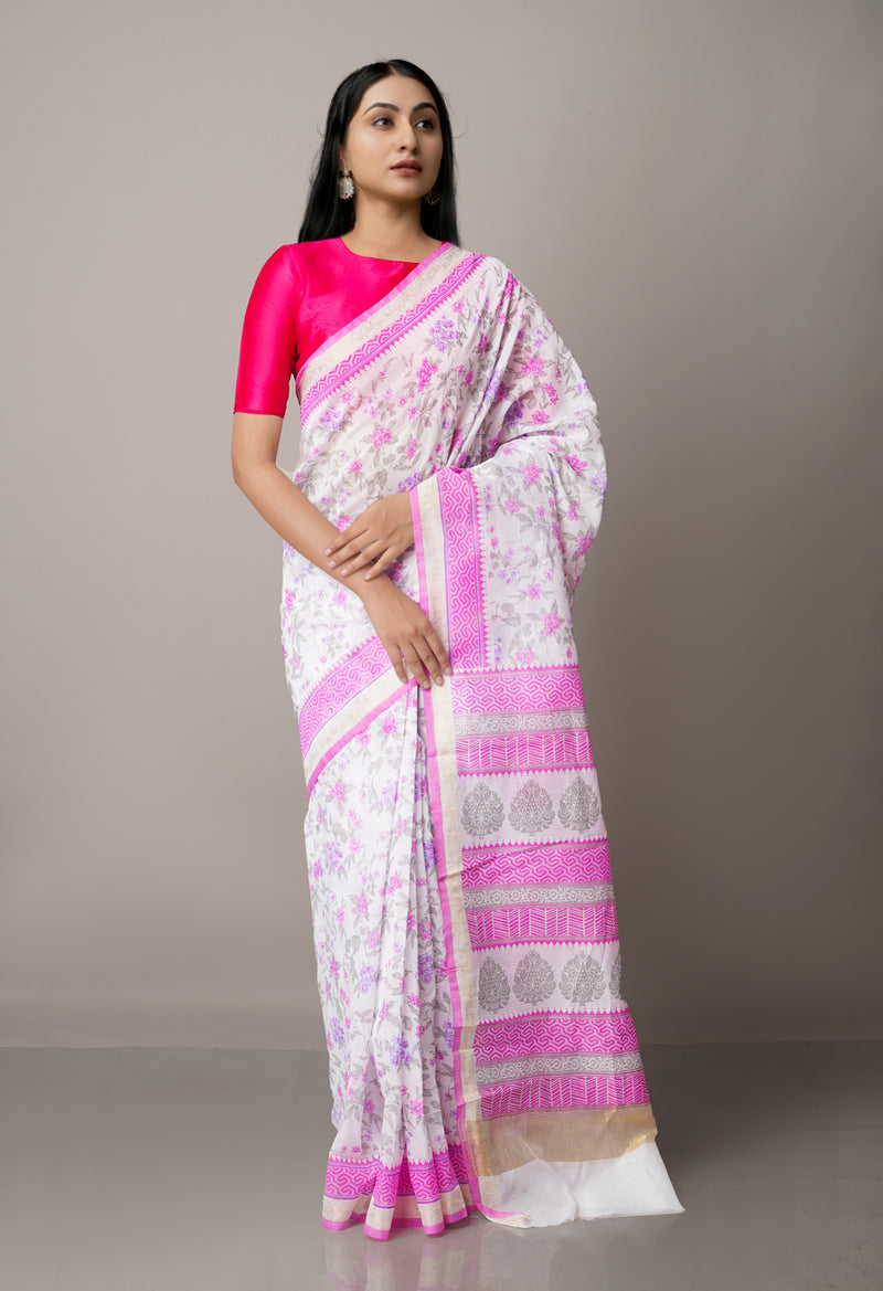 Ivory  Summer Bangalore Sico Saree-UNM65415