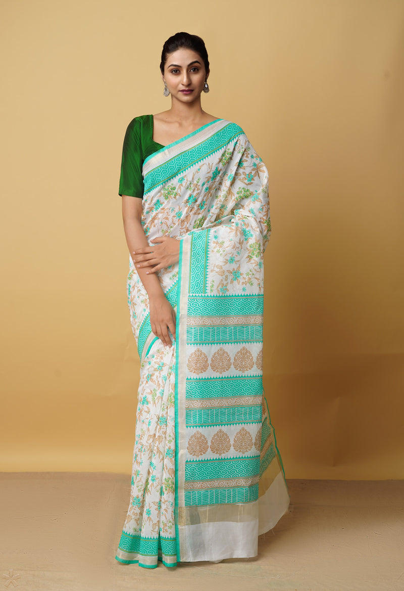 Ivory  Summer Bangalore Sico Saree-UNM65416