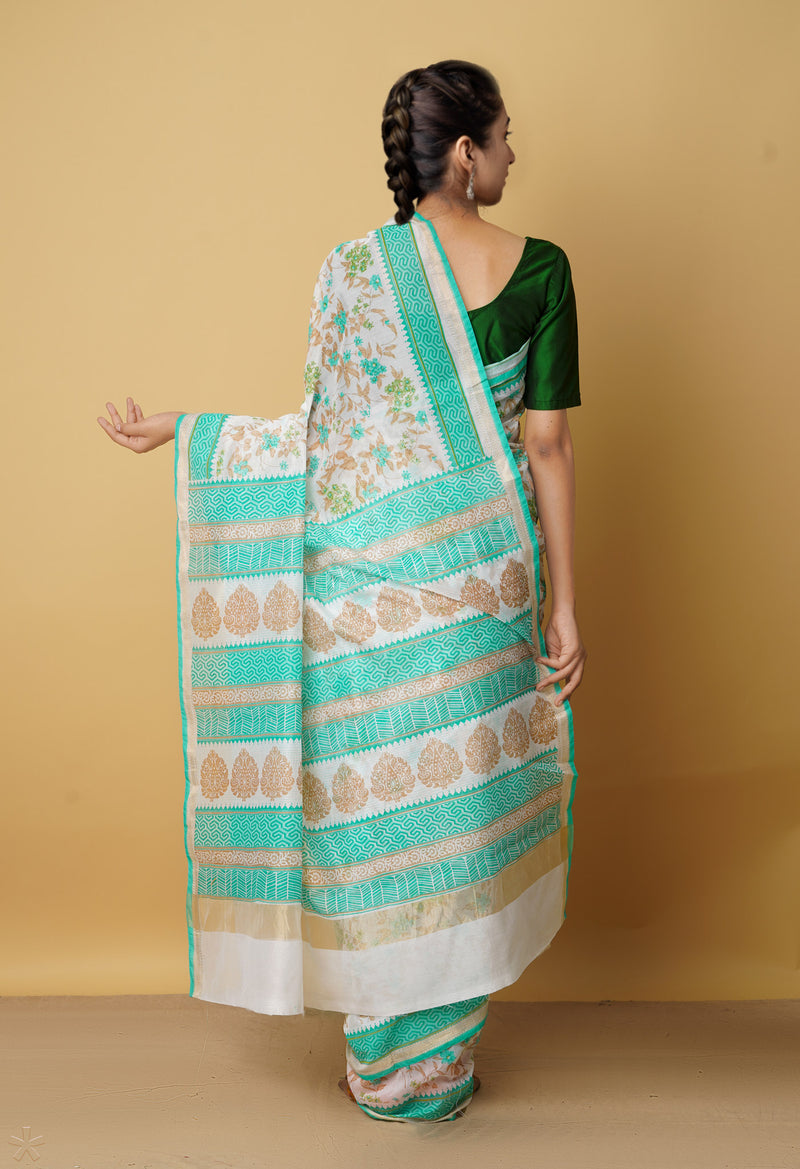 Ivory  Summer Bangalore Sico Saree-UNM65416