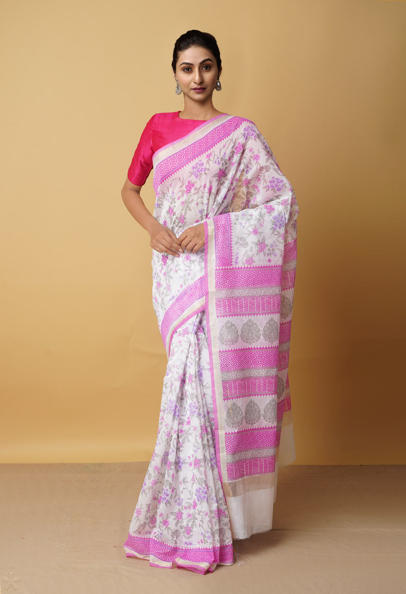 Ivory  Summer Bangalore Sico Saree-UNM65417