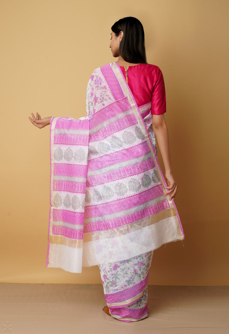 Ivory  Summer Bangalore Sico Saree-UNM65417