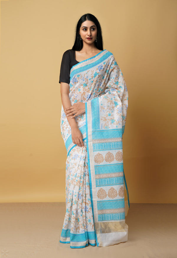 Ivory  Summer Bangalore Sico Saree-UNM65419
