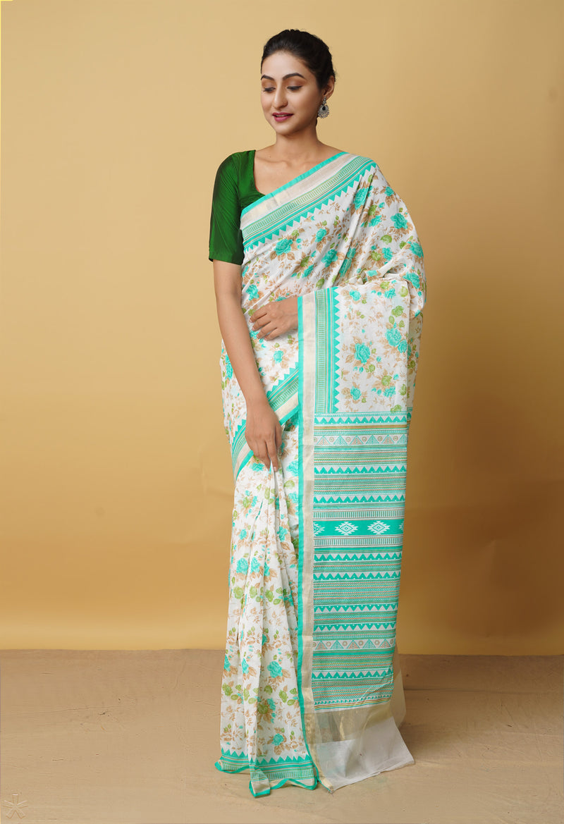 Ivory  Summer Bangalore Sico Saree-UNM65421