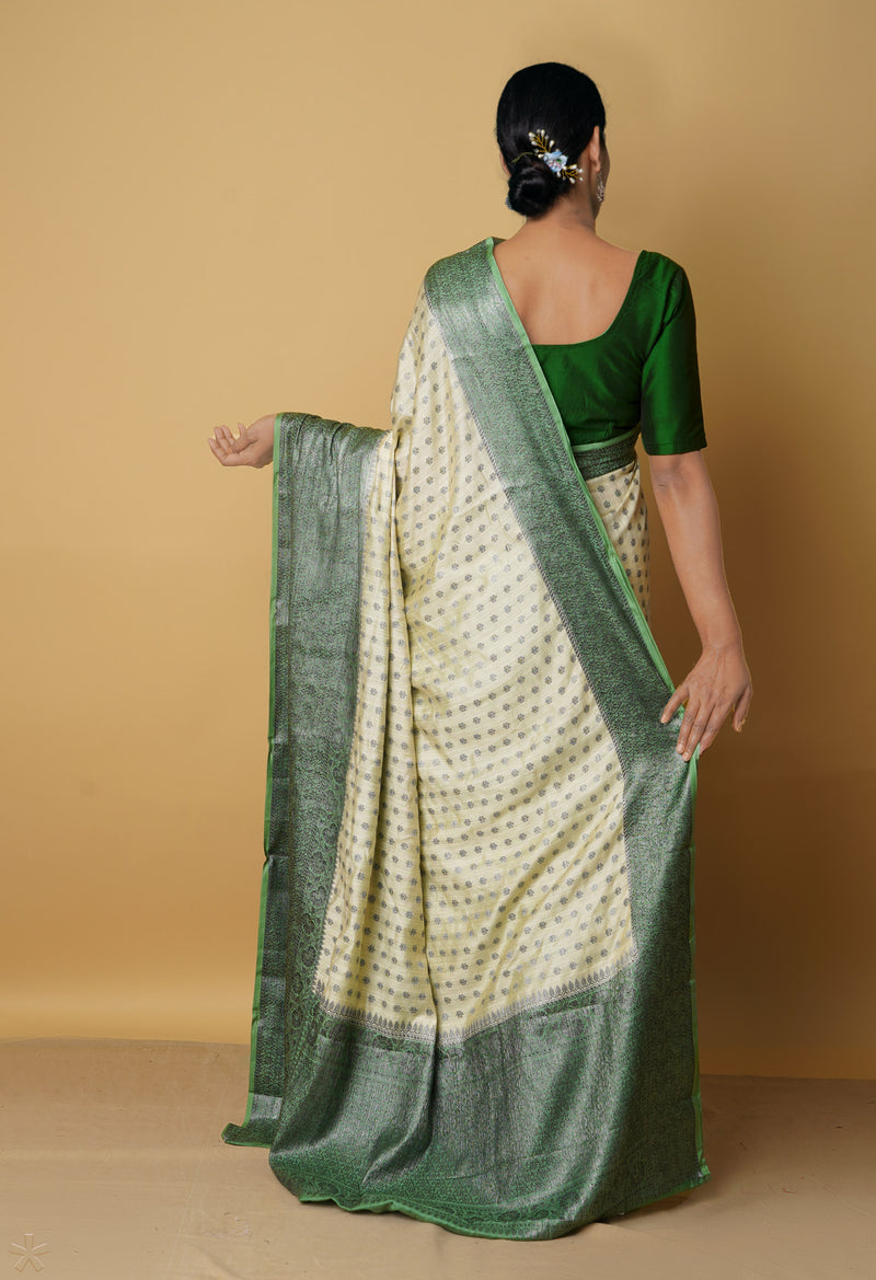 Cream  Kanjivaram Sico Saree-UNM65429