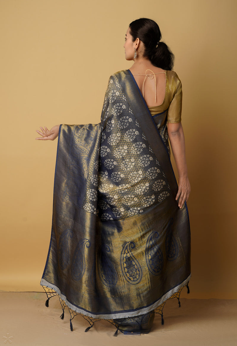 Navy Blue  Kanjivaram Silk Saree-UNM65441