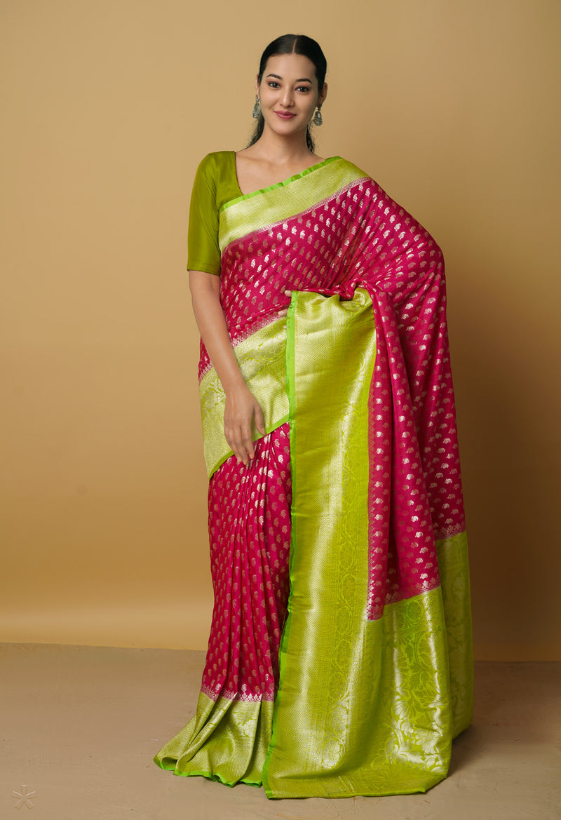 Pink  Kanjivaram Sico Saree-UNM65445