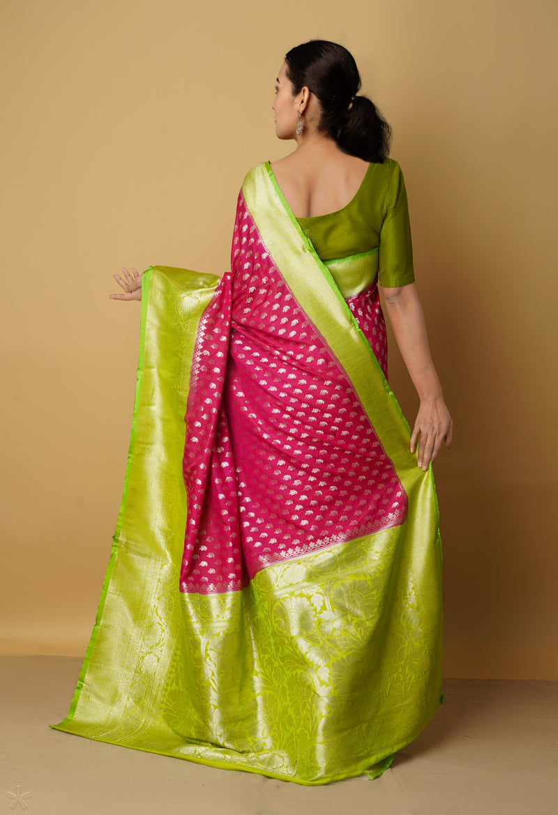 Pink  Kanjivaram Sico Saree-UNM65445