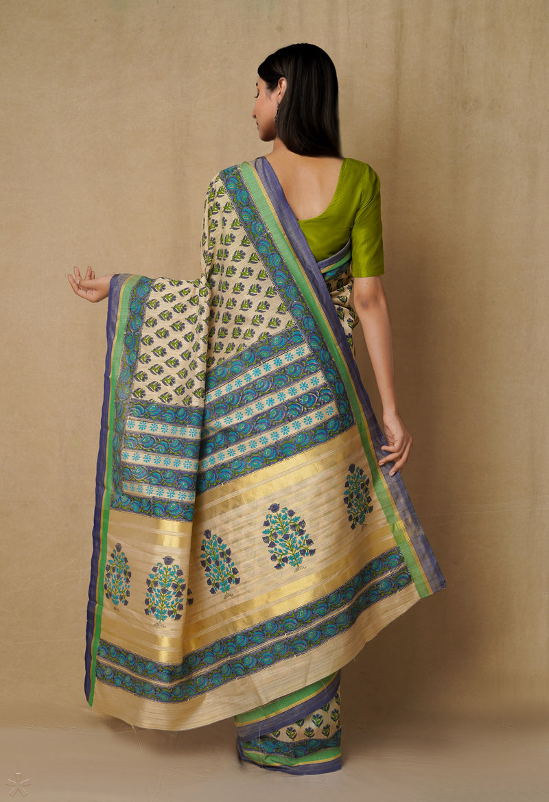 Brown  Bengal Tussar Silk Saree-UNM65465