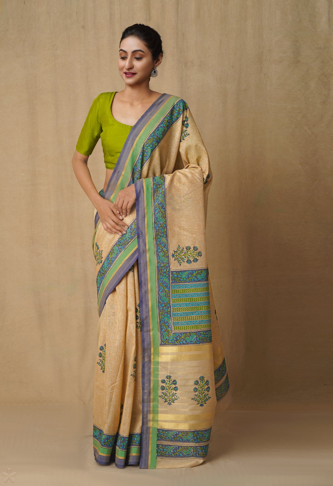 Brown  Bengal Tussar Silk Saree-UNM65474