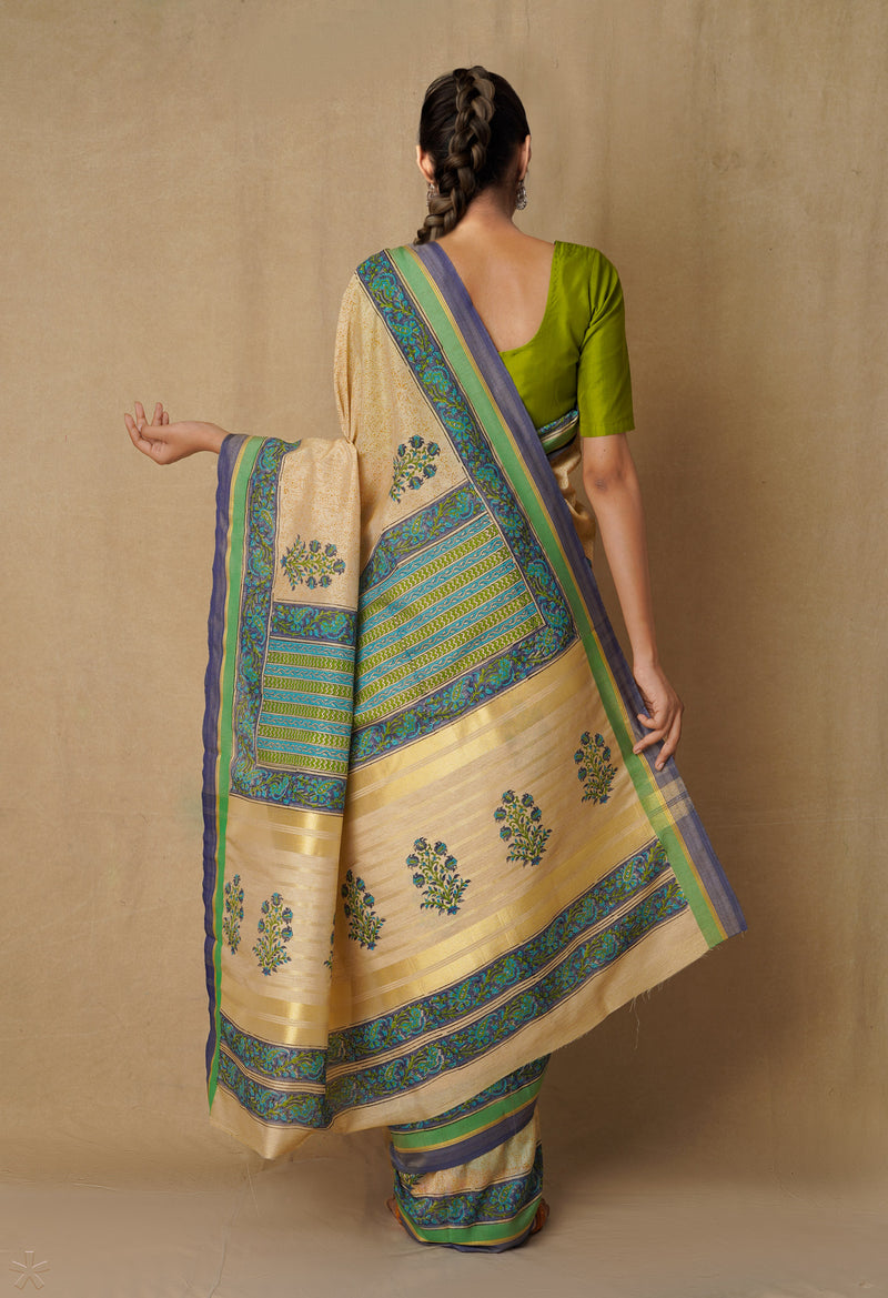 Brown  Bengal Tussar Silk Saree-UNM65474