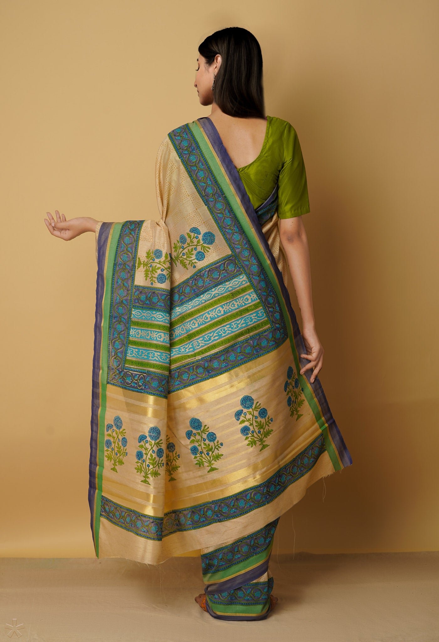 Brown  Bengal Tussar Silk Saree-UNM65487