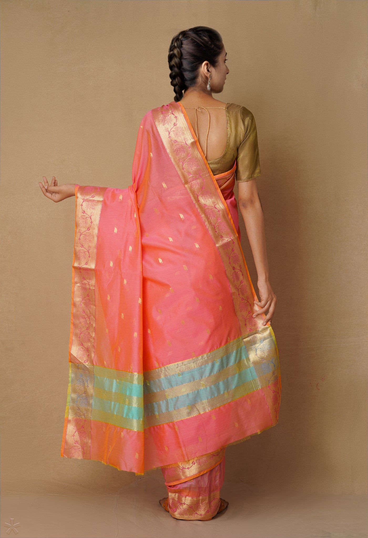 Pink  Bangalore Sico Saree-UNM65496