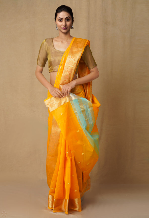 Yellow  Bangalore Sico Saree-UNM65497