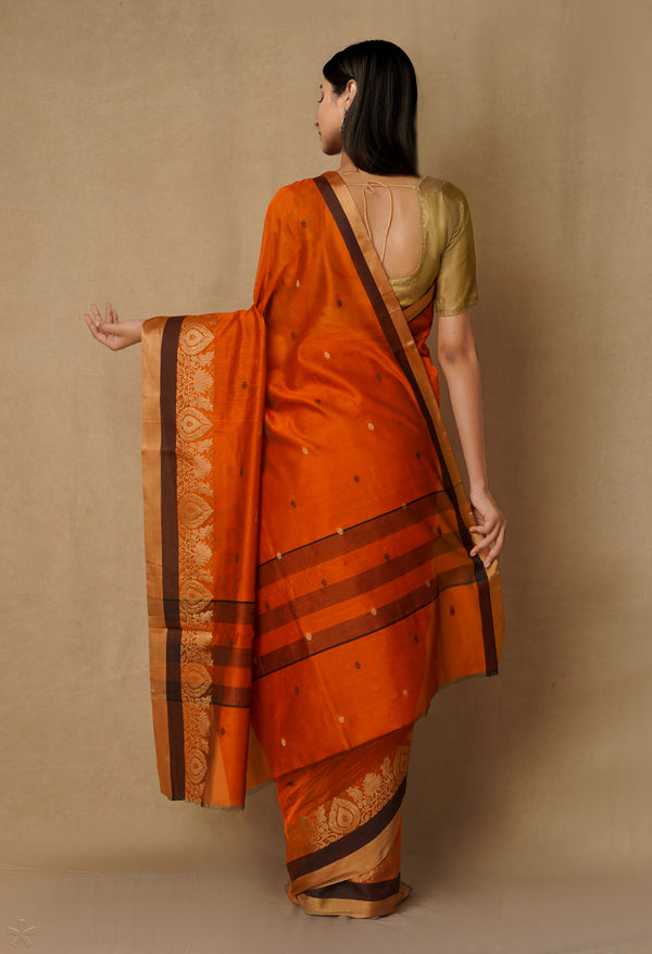 Orange  Bangalore Sico Saree-UNM65504