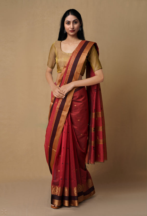 Red  Bangalore Sico Saree-UNM65506