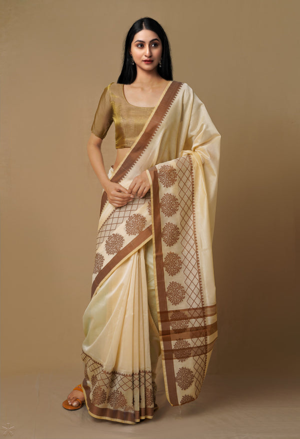 Brown  Bangalore Sico Saree-UNM65510