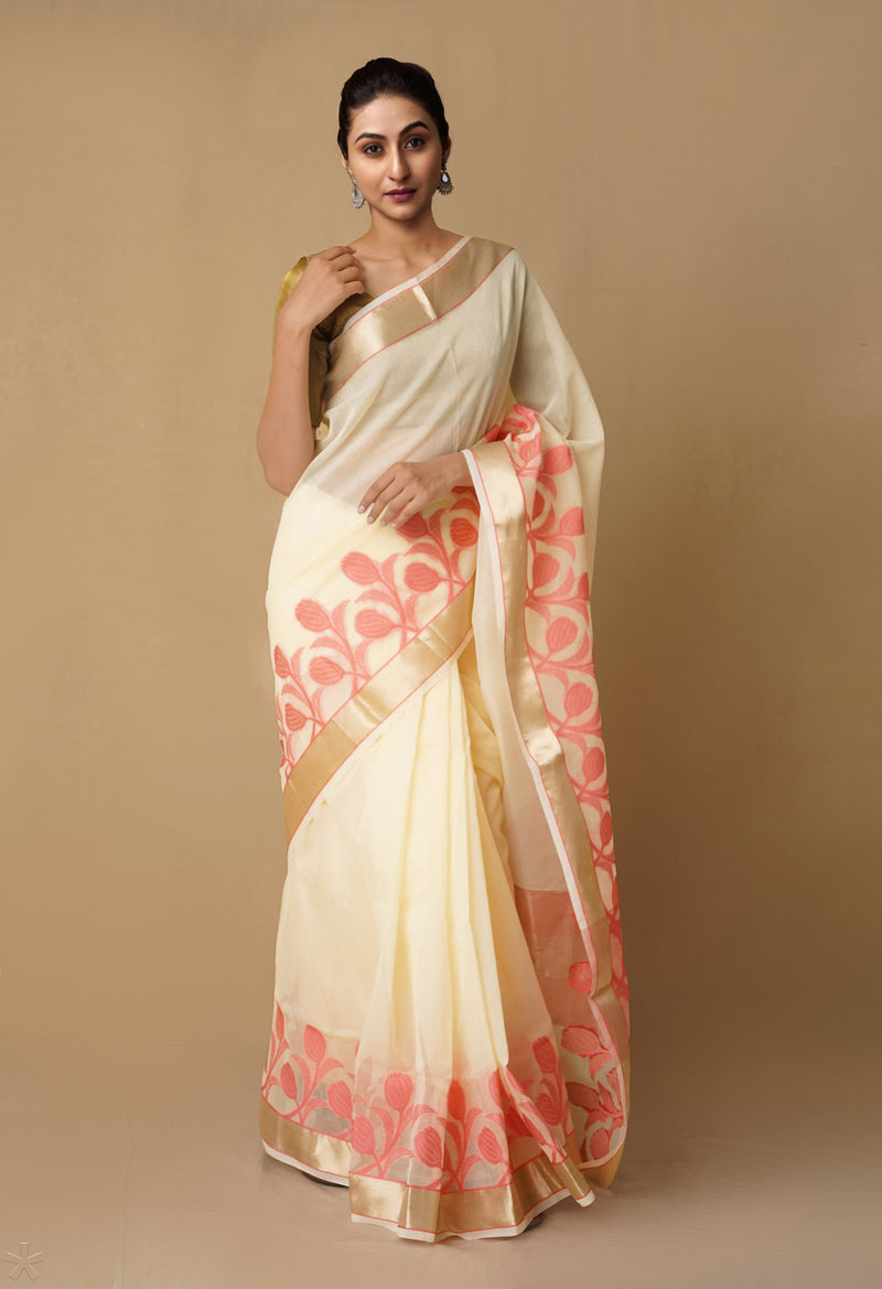 Cream  Kota Sico Saree-UNM65515