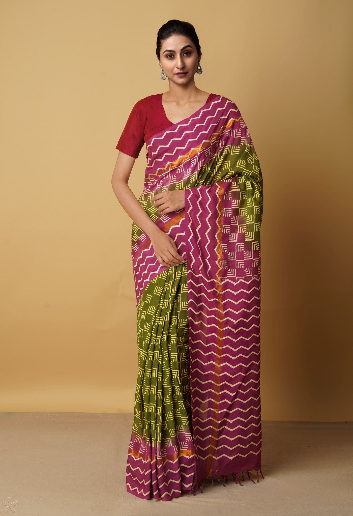 Green-Pink  Summer Bangalore Soft Silk Saree-UNM65535