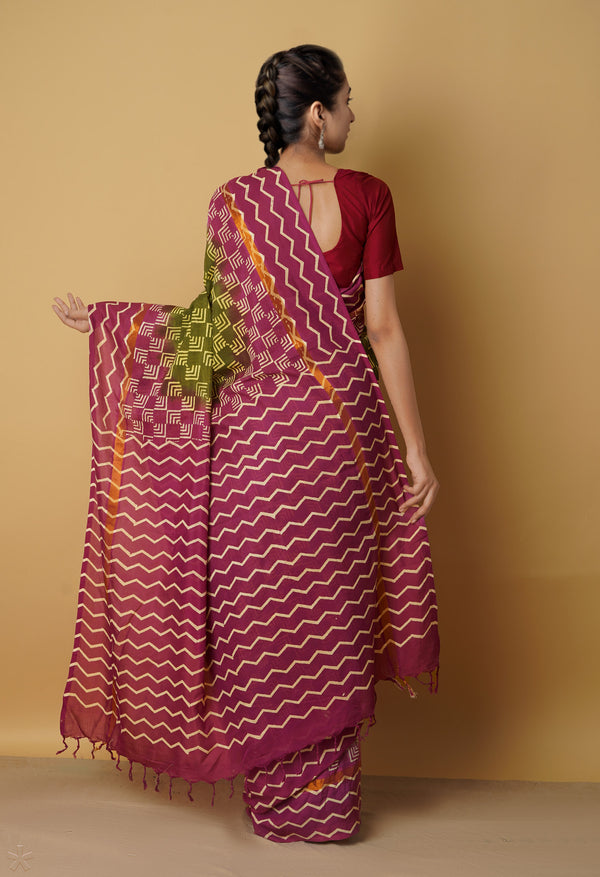 Green-Pink  Summer Bangalore Soft Silk Saree-UNM65535