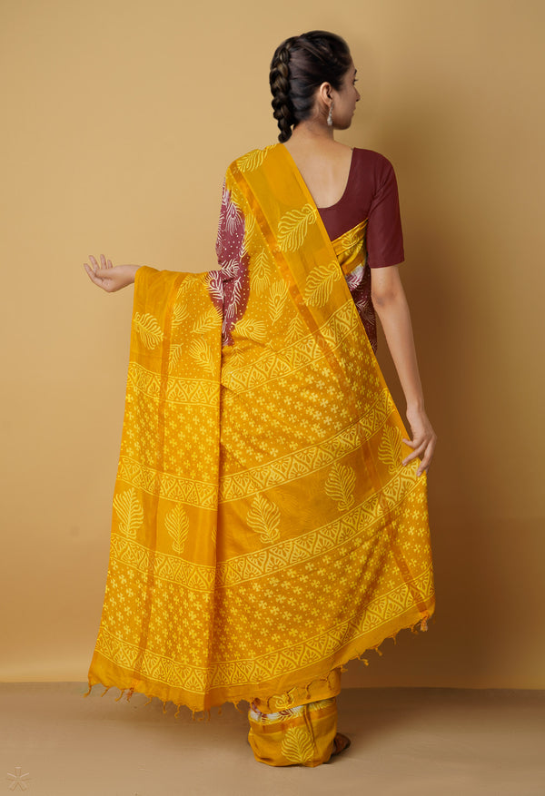 Maroon-Yellow  Summer Bangalore Soft Silk Saree-UNM65536