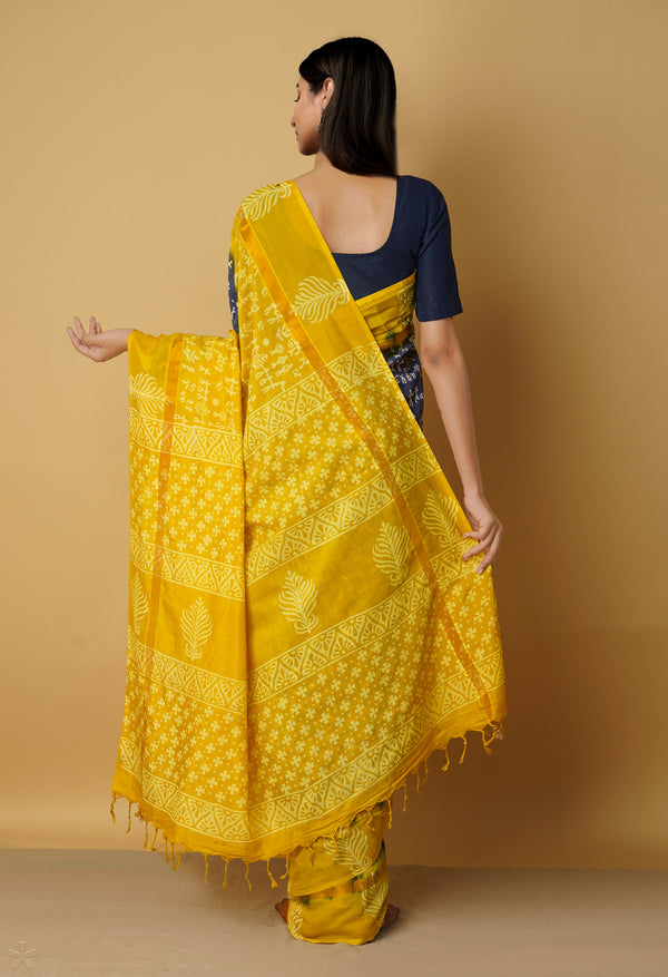 Navy Blue-Yellow  Summer Bangalore Soft Silk Saree-UNM65537