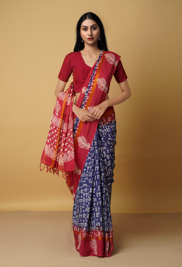 Navy Blue-Maroon  Summer Bangalore Soft Silk Saree-UNM65538