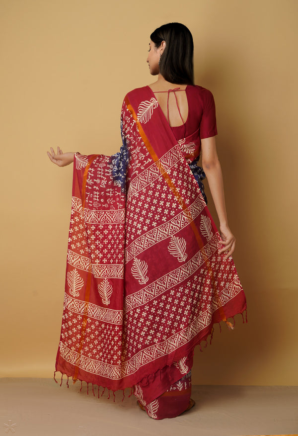 Navy Blue-Maroon  Summer Bangalore Soft Silk Saree-UNM65538