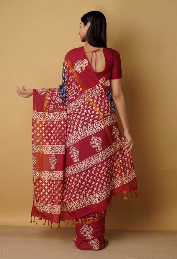 Navy Blue-Maroon  Summer Bangalore Soft Silk Saree-UNM65541