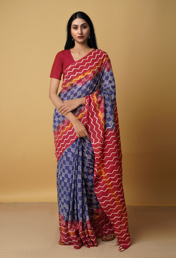 Navy Blue-Maroon  Summer Bangalore Soft Silk Saree-UNM65545