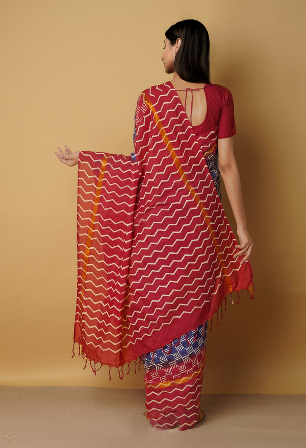 Navy Blue-Maroon  Summer Bangalore Soft Silk Saree-UNM65545